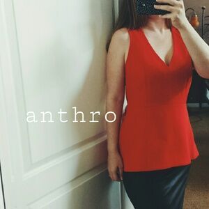 Anthropologie Red Sleeveless Top
